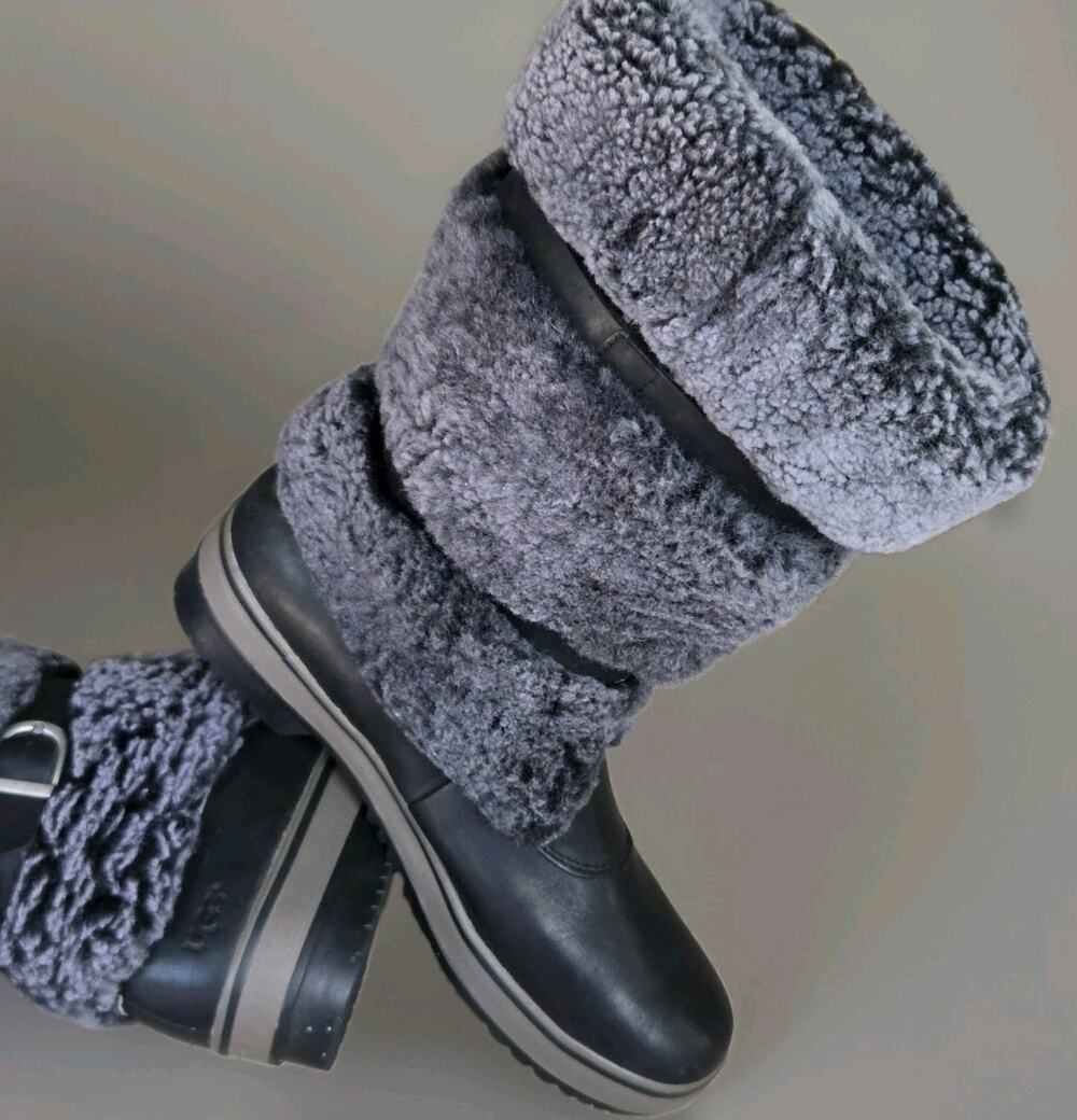 UGG Winter Snow Boots Women's US 8 Waterproof Stout Black Lilyan